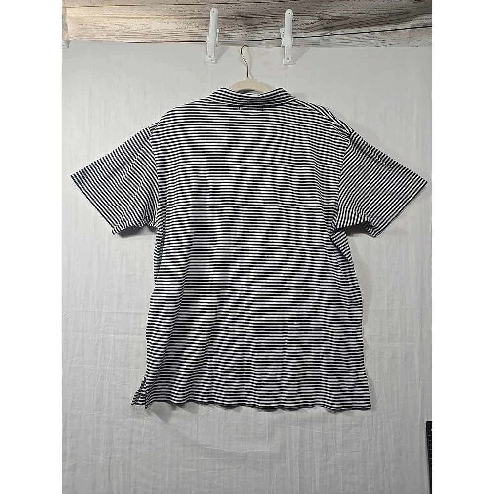 Vintage Polo‎ Ralph Lauren Polo Short Shirt Men's L Navy White 1/4 Zip Striped